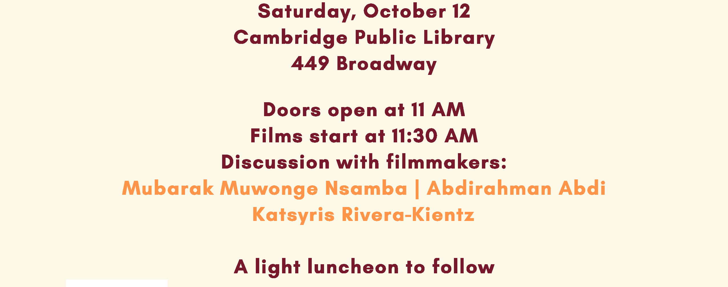 10-12-19 Cambridge, MA – NIRV Screening and Discussion at Cambridge Public Library